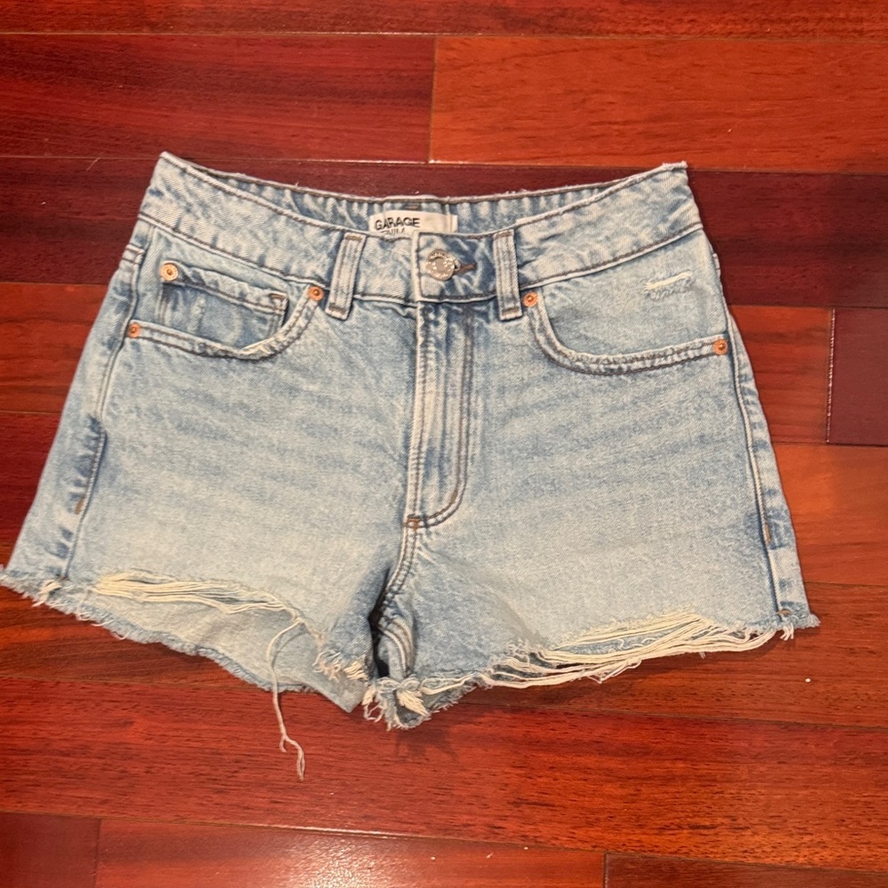 Garage Faded Blue Jean Shorts
